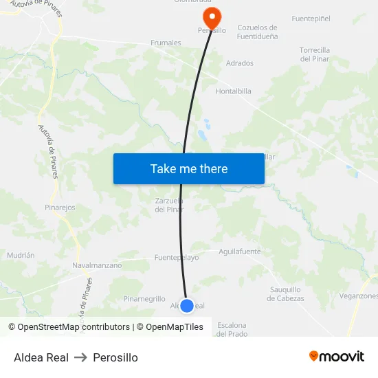 Aldea Real to Perosillo map
