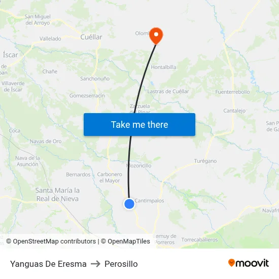 Yanguas De Eresma to Perosillo map