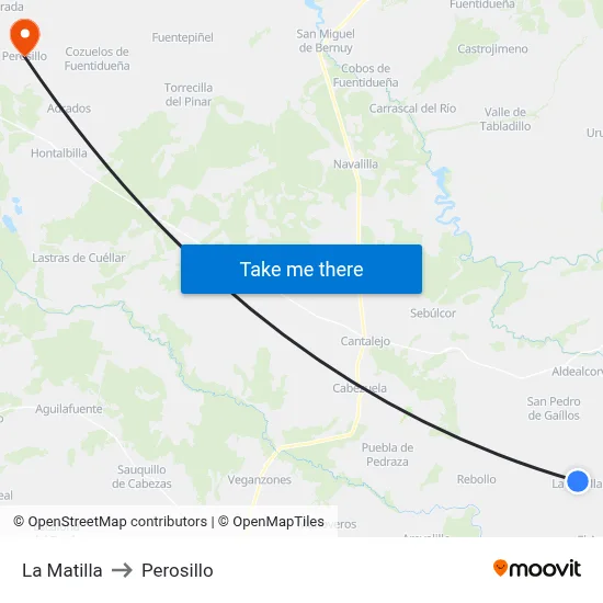 La Matilla to Perosillo map