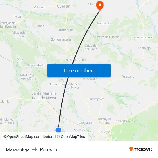 Marazoleja to Perosillo map