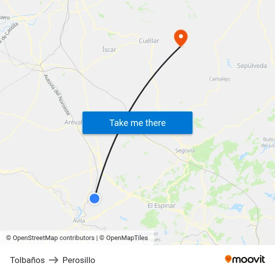 Tolbaños to Perosillo map