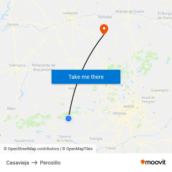 Casavieja to Perosillo map