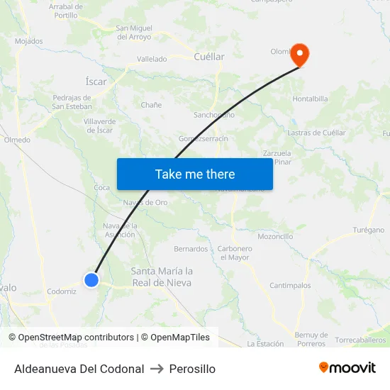 Aldeanueva Del Codonal to Perosillo map