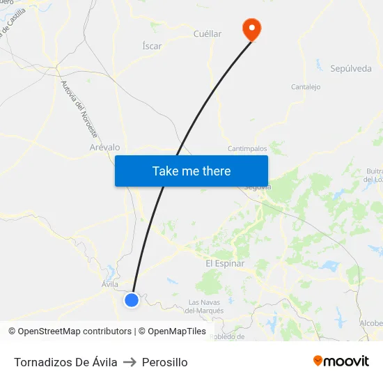 Tornadizos De Ávila to Perosillo map