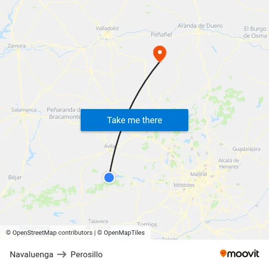 Navaluenga to Perosillo map