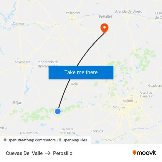 Cuevas Del Valle to Perosillo map