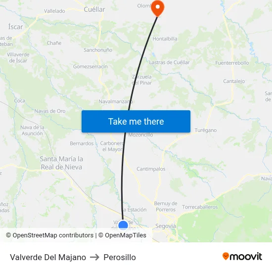 Valverde Del Majano to Perosillo map
