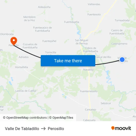 Valle De Tabladillo to Perosillo map
