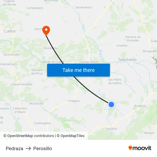 Pedraza to Perosillo map