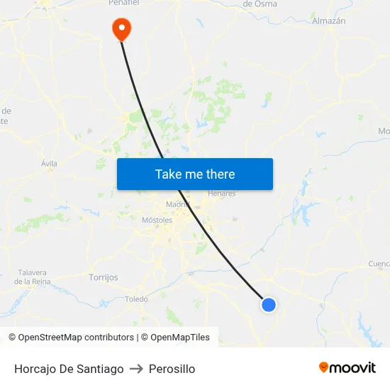Horcajo De Santiago to Perosillo map