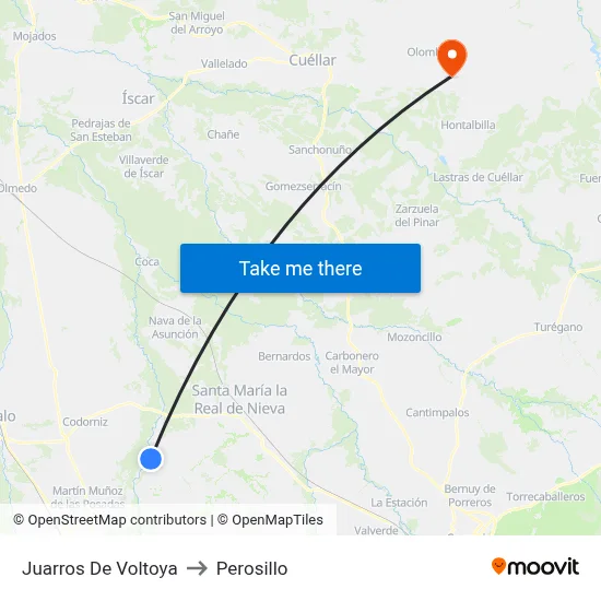 Juarros De Voltoya to Perosillo map