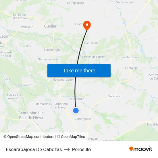 Escarabajosa De Cabezas to Perosillo map