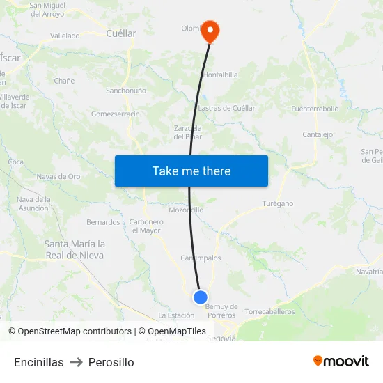 Encinillas to Perosillo map