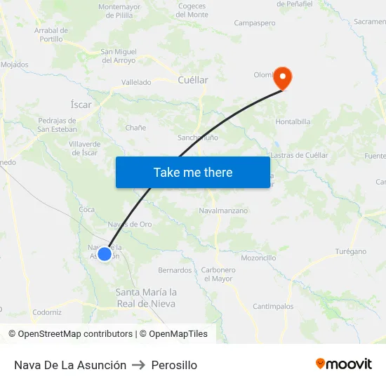 Nava De La Asunción to Perosillo map