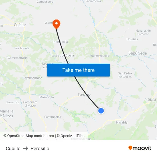 Cubillo to Perosillo map