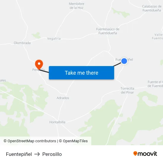 Fuentepiñel to Perosillo map