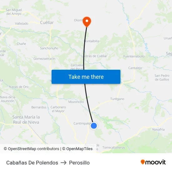 Cabañas De Polendos to Perosillo map