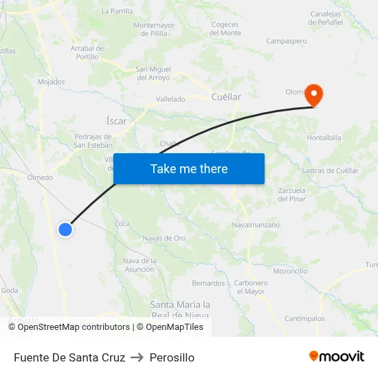 Fuente De Santa Cruz to Perosillo map