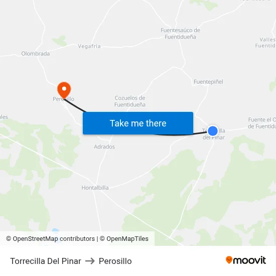 Torrecilla Del Pinar to Perosillo map