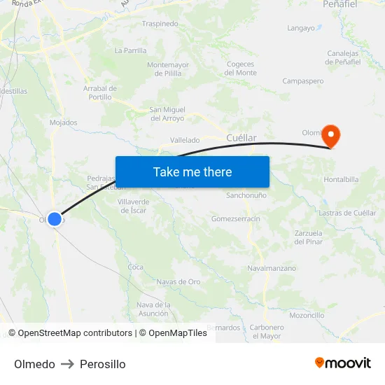 Olmedo to Perosillo map