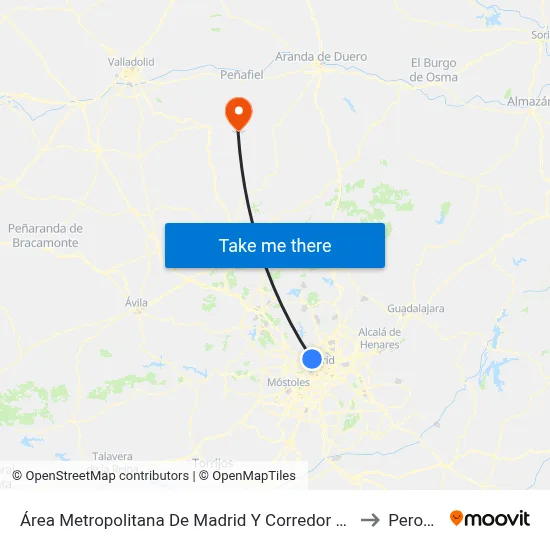 Área Metropolitana De Madrid Y Corredor Del Henares to Perosillo map