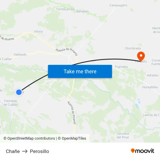 Chañe to Perosillo map