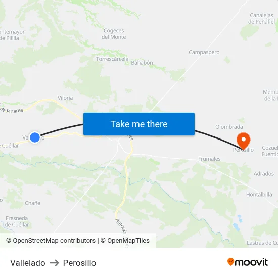 Vallelado to Perosillo map