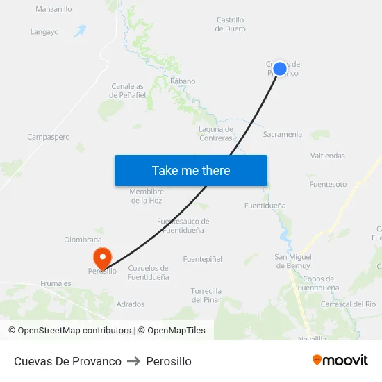 Cuevas De Provanco to Perosillo map