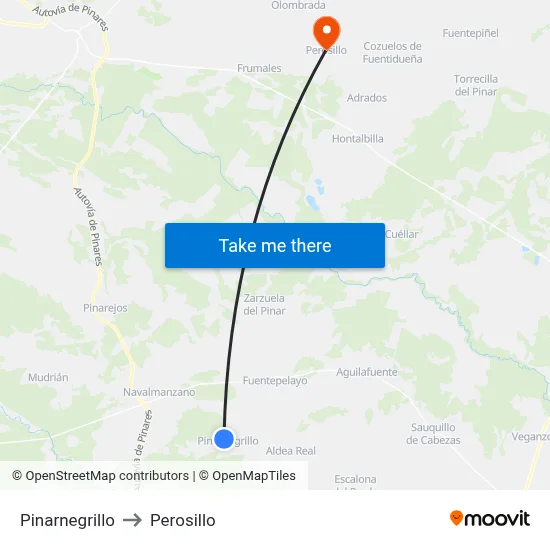 Pinarnegrillo to Perosillo map