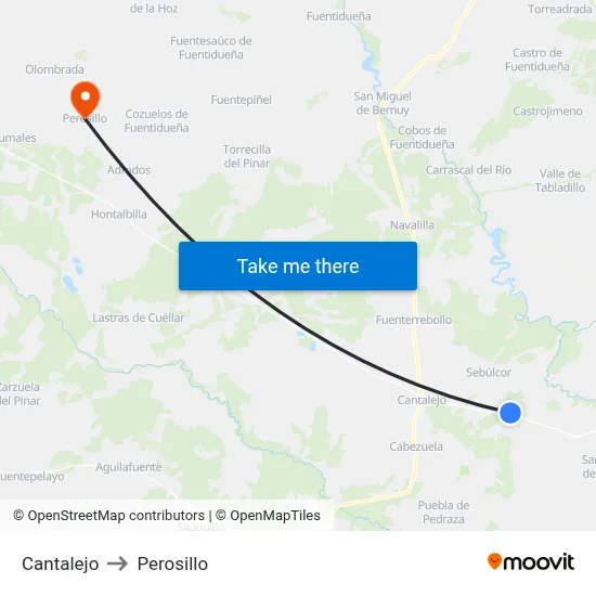 Cantalejo to Perosillo map