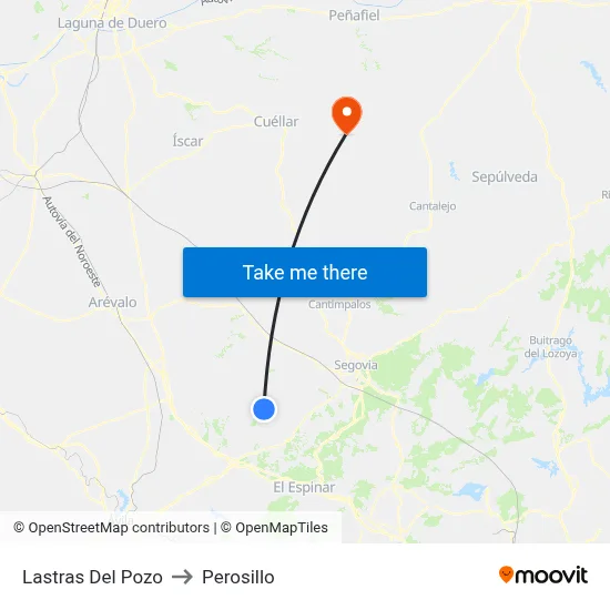 Lastras Del Pozo to Perosillo map