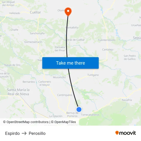 Espirdo to Perosillo map