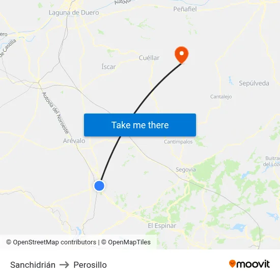 Sanchidrián to Perosillo map