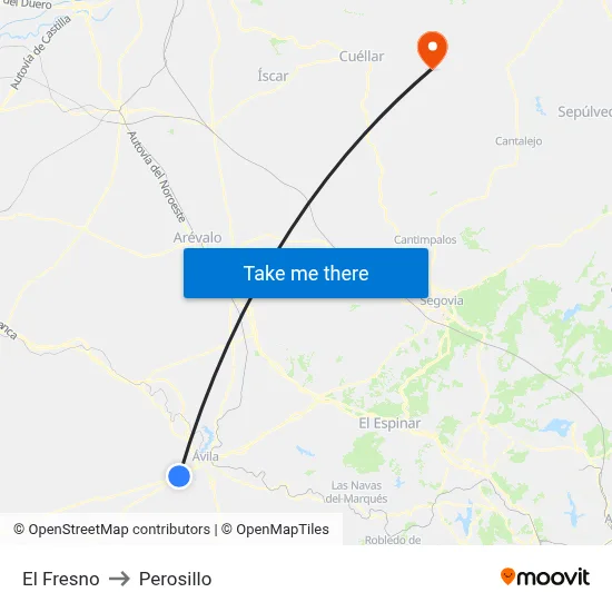 El Fresno to Perosillo map