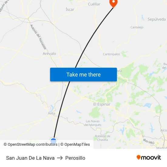 San Juan De La Nava to Perosillo map