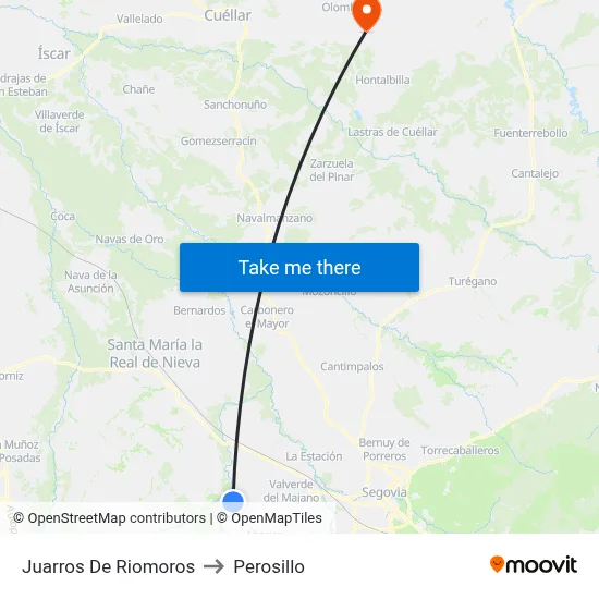 Juarros De Riomoros to Perosillo map
