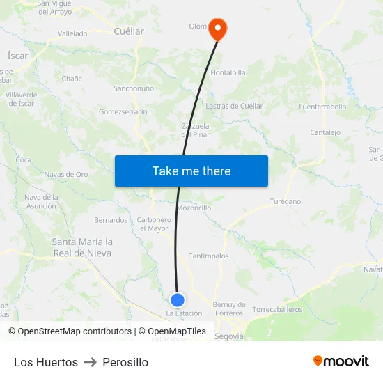 Los Huertos to Perosillo map