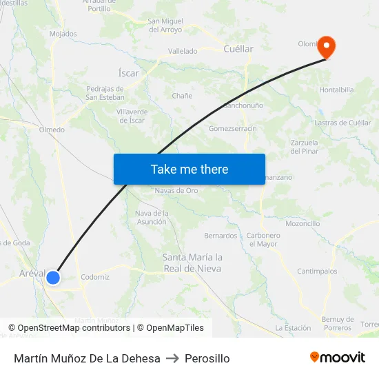 Martín Muñoz De La Dehesa to Perosillo map