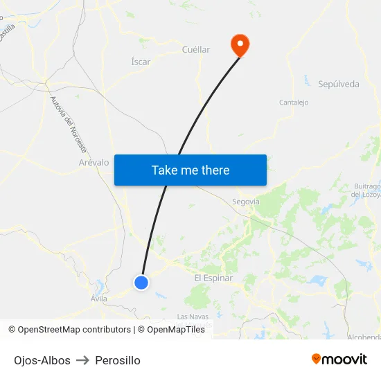 Ojos-Albos to Perosillo map