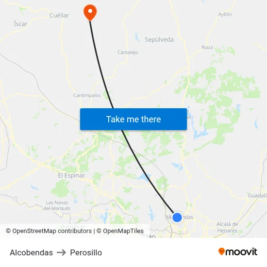 Alcobendas to Perosillo map