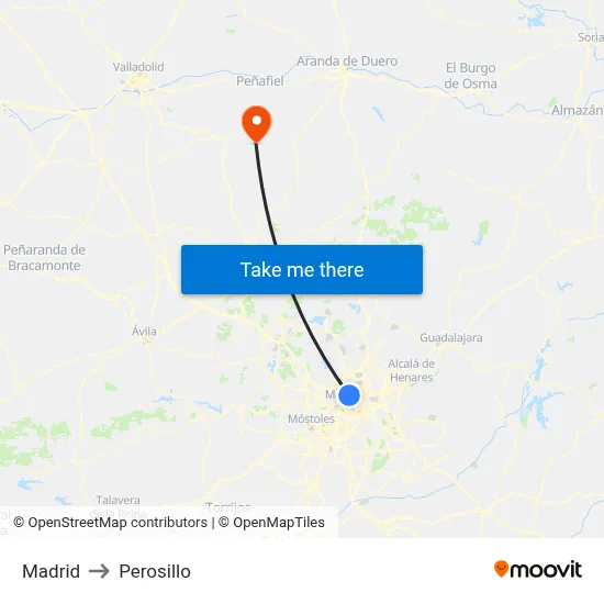 Madrid to Perosillo map