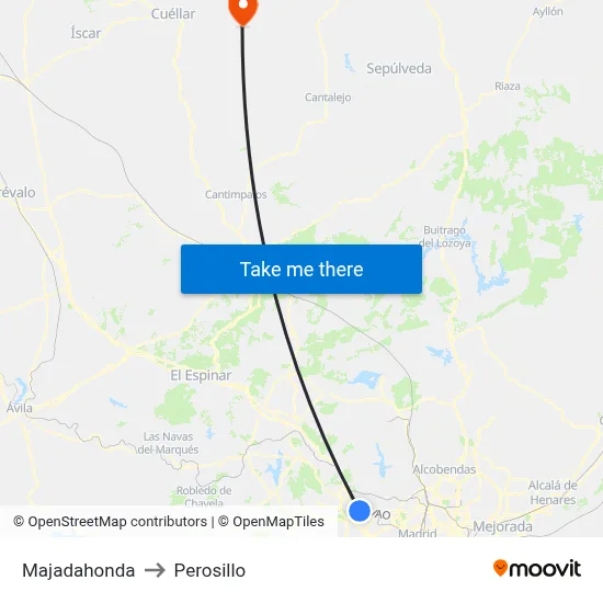 Majadahonda to Perosillo map