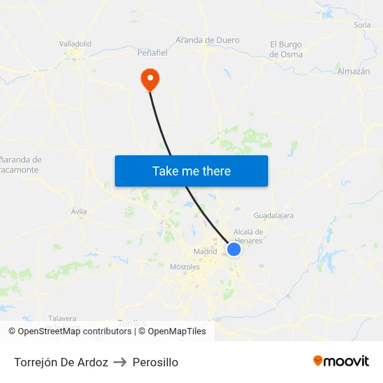 Torrejón De Ardoz to Perosillo map