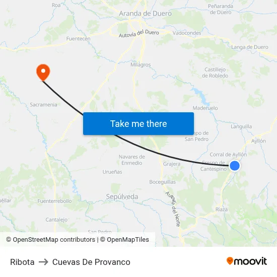 Ribota to Cuevas De Provanco map
