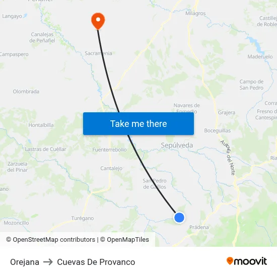 Orejana to Cuevas De Provanco map