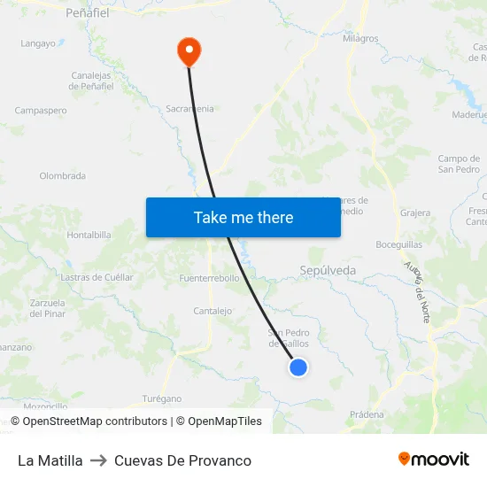 La Matilla to Cuevas De Provanco map