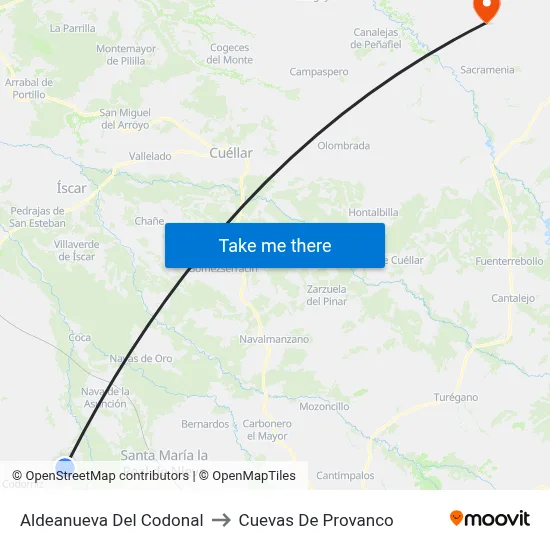 Aldeanueva Del Codonal to Cuevas De Provanco map
