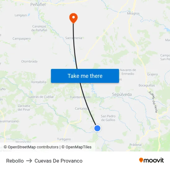 Rebollo to Cuevas De Provanco map