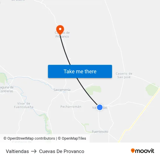 Valtiendas to Cuevas De Provanco map