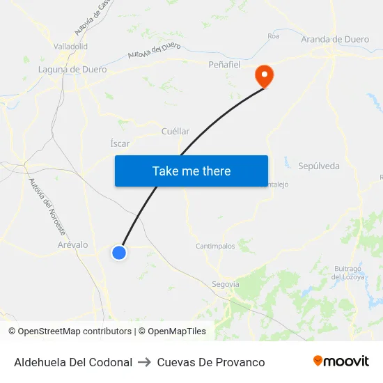 Aldehuela Del Codonal to Cuevas De Provanco map